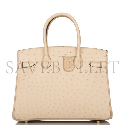 HERMÈS MASTER BIRKIN 30 OSTRICH GOLD HARDWARE (30*23*15cm)